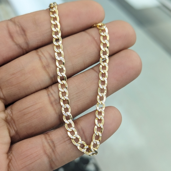 10kt Real Gold Cuban Curb Diamond Cut Bracelet 4.5mm 8 inches